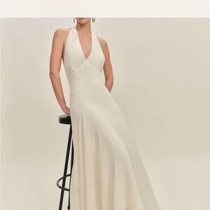 Reformation Cream Backless Dress